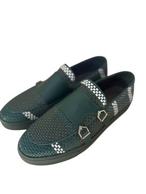 Marc Nolan Kyler Green Monk Flap Woven Shoe